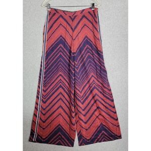 Saaksha & Kinni Red Purple Chevron Wide Leg Pants Side Stripe Size S NWT